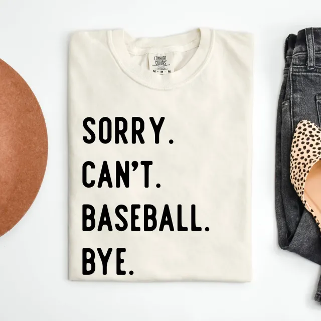 Mugsby Sorry Can’t Baseball Bye T-shirt S ivory bomuld