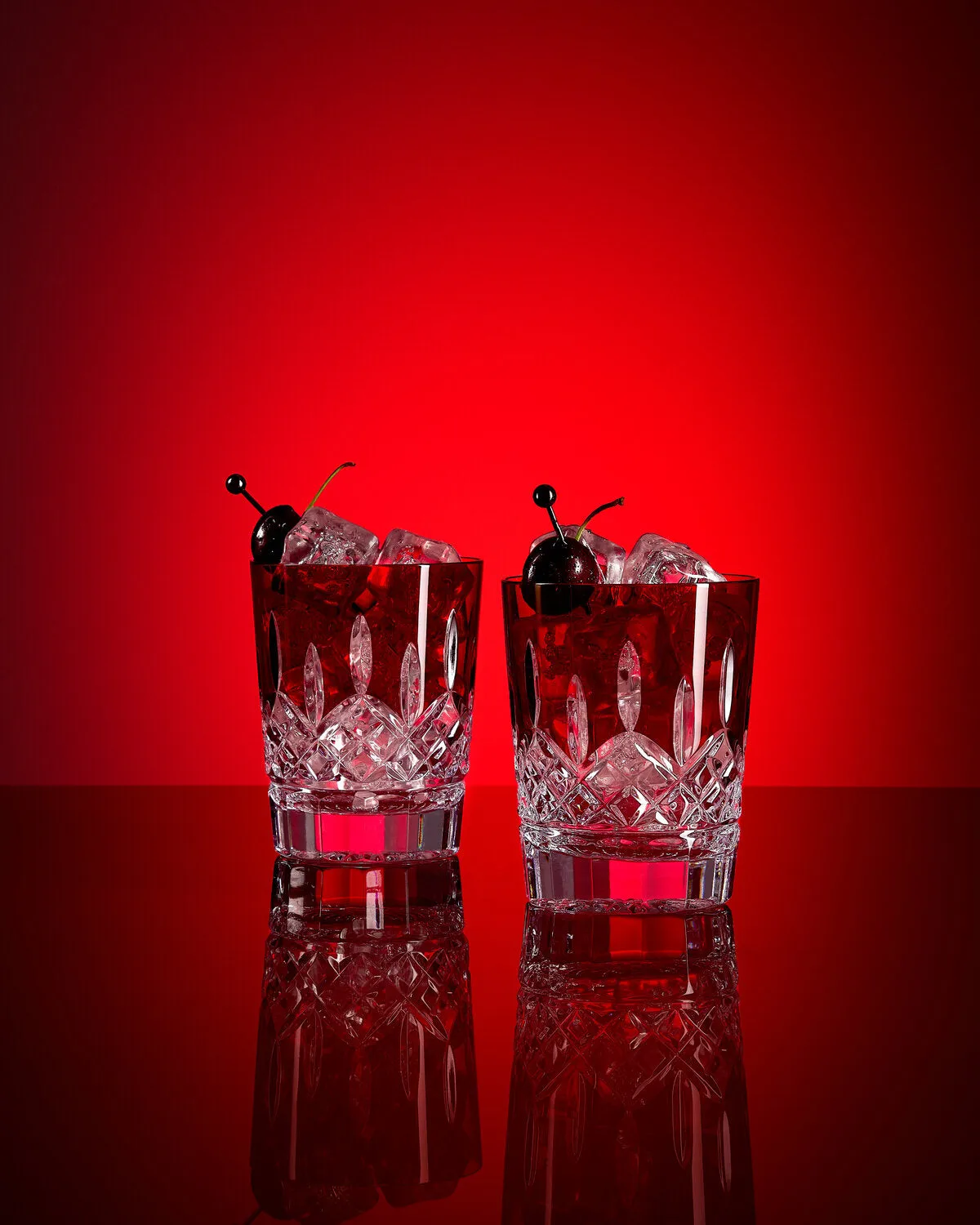 Waterford Lismore Red Double Old Fashioned whiskyglas 2 stk rød krystal