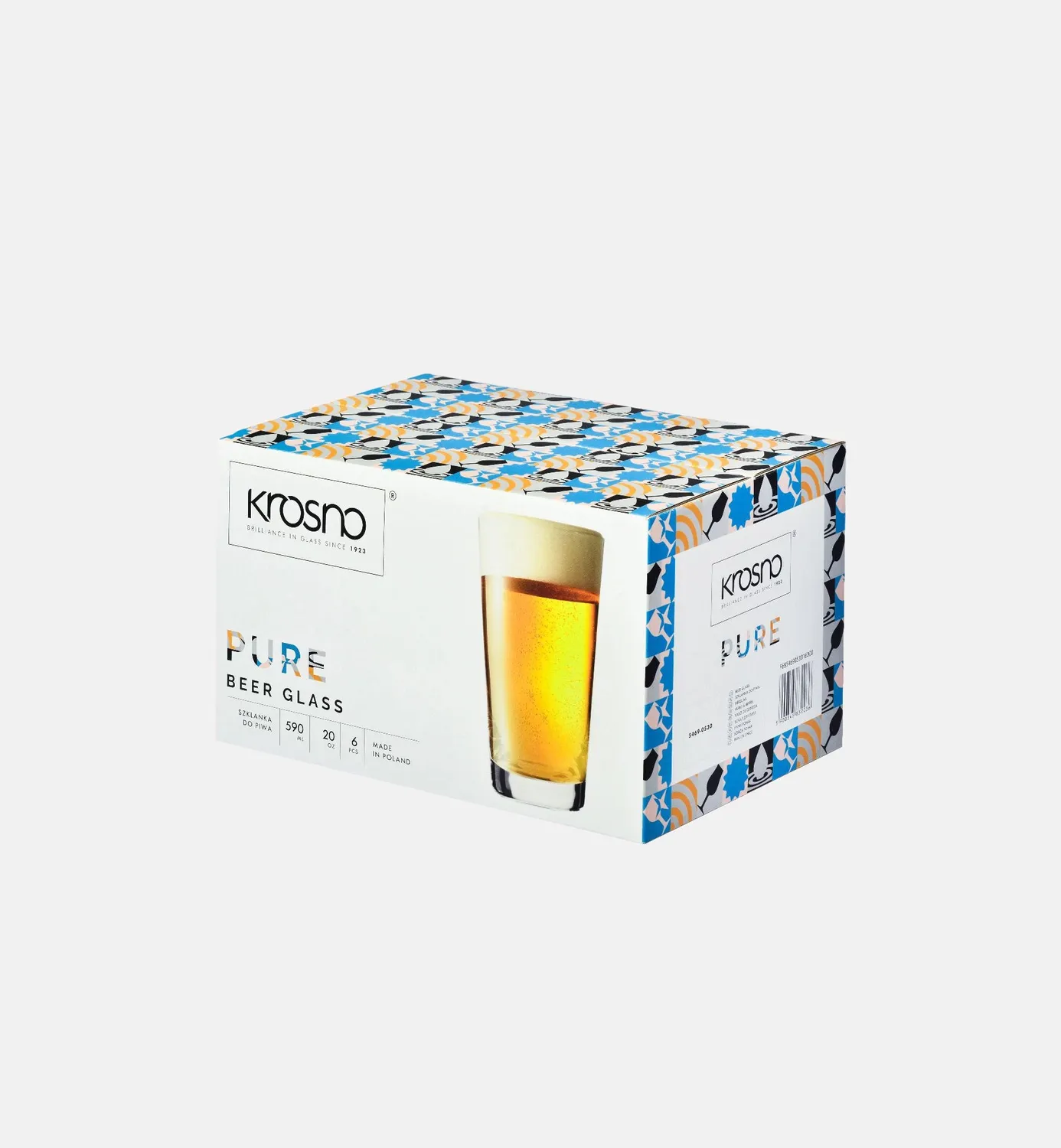 Krosno Pure ølglas 590 ml klart glas