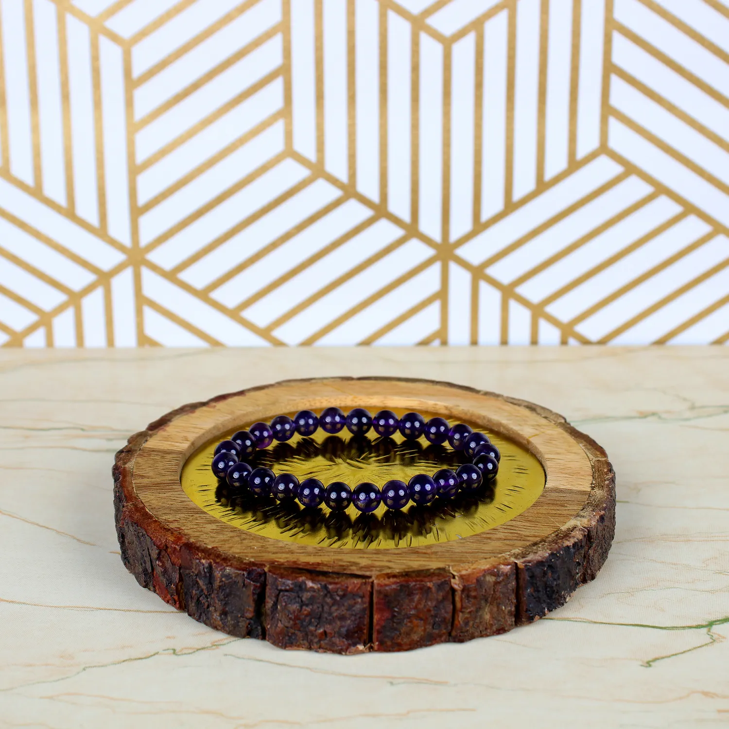 El'Cobre Ametyst krystalarmbånd 8mm elastik