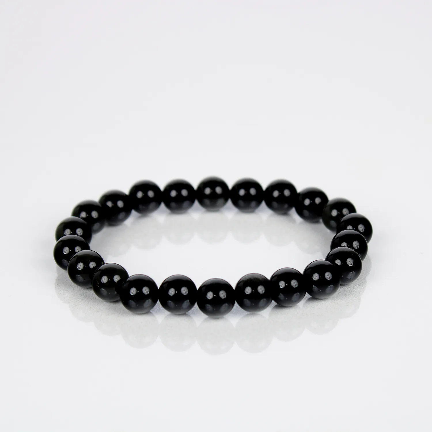 El'Cobre Black Obsidian armbånd 8 mm ægte sten