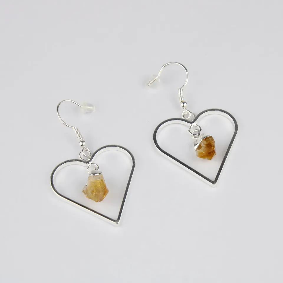 El'Cobre Heart Citrine ørering sølv hjerte