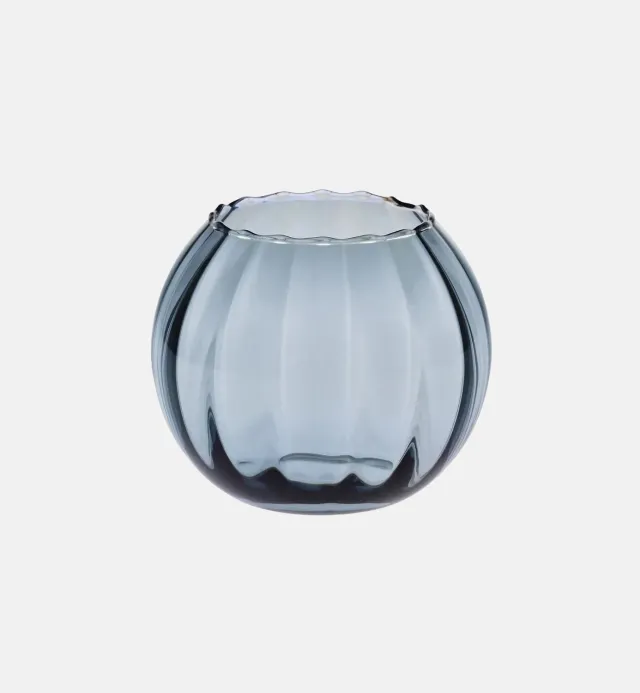 Krosno vase blå 15,5 cm rillet krystalglas