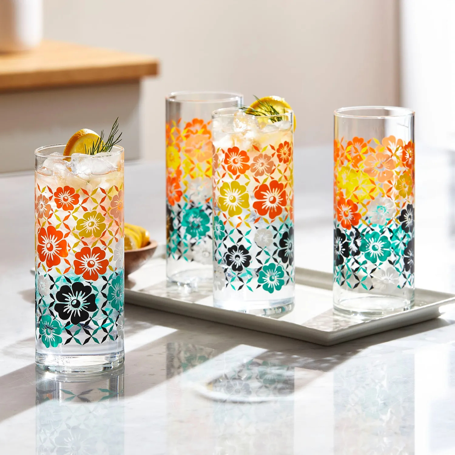 Libbey Vintage Flower Power coolerglas 4 stk 473 ml