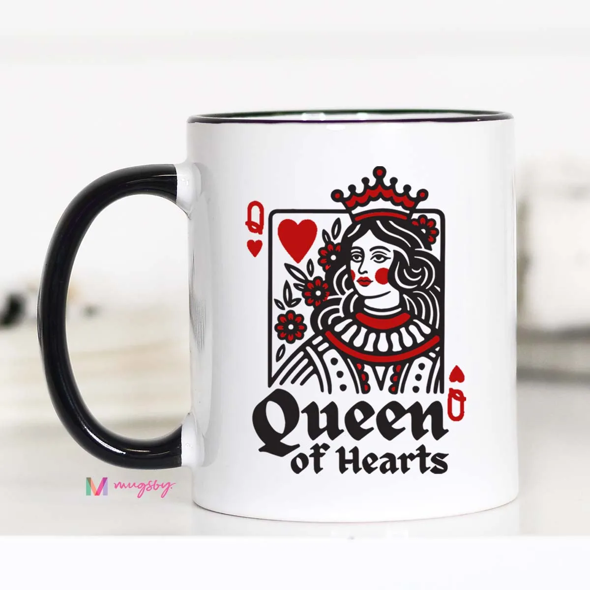 Mugsby Queen of Hearts krus hvid keramik 325 ml
