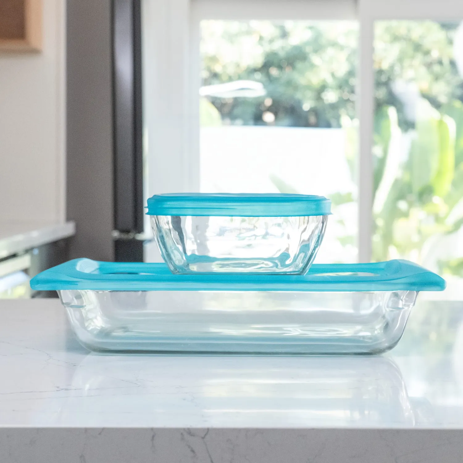 Libbey Baker ildfast fad glassæt 4 dele med låg blå