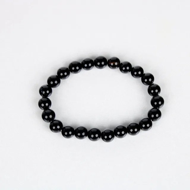 El'Cobre Black Tourmaline Crystal armbånd sort 8mm