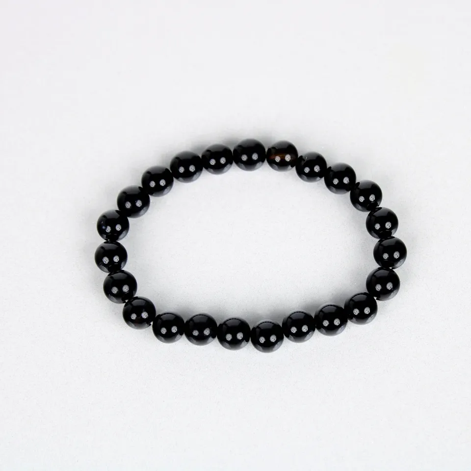 El'Cobre Black Tourmaline Crystal armbånd sort 8mm