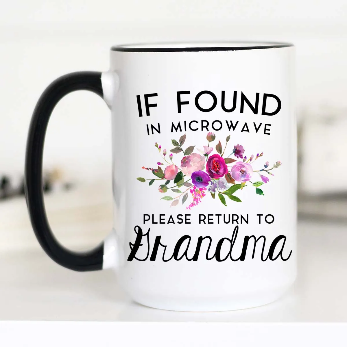 Mugsby Grandma kop hvid keramik 325 ml blomst