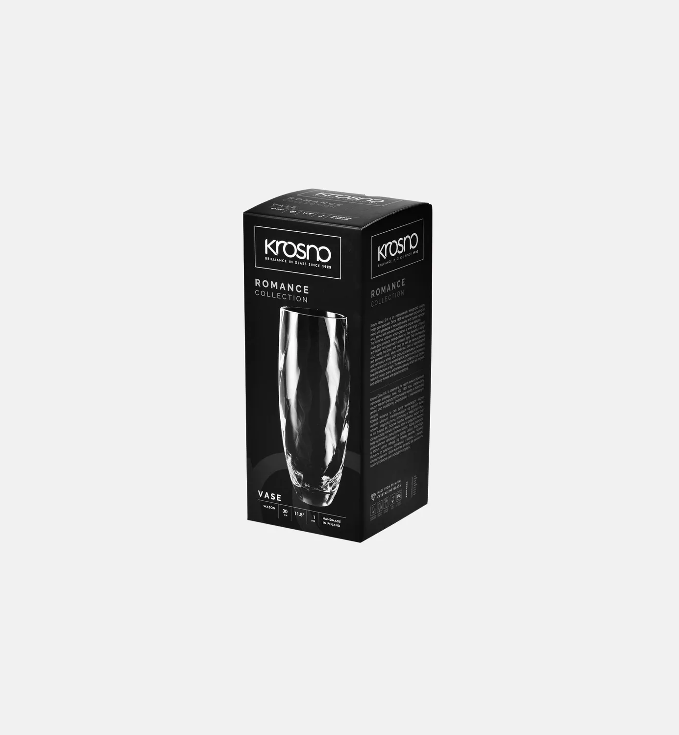Krosno Romance vase 30 cm riflet klar
