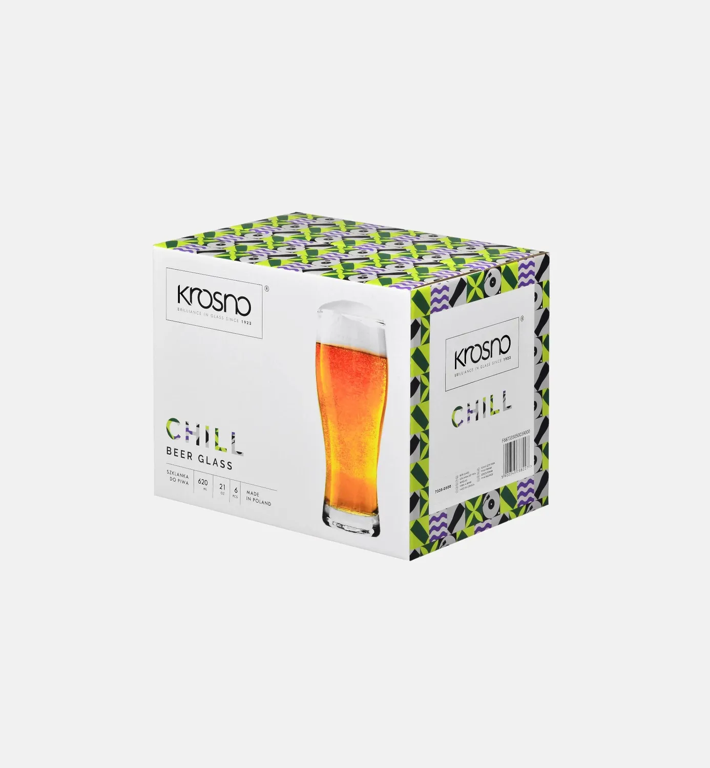 Krosno Chill ølglas 500 ml klart krystal