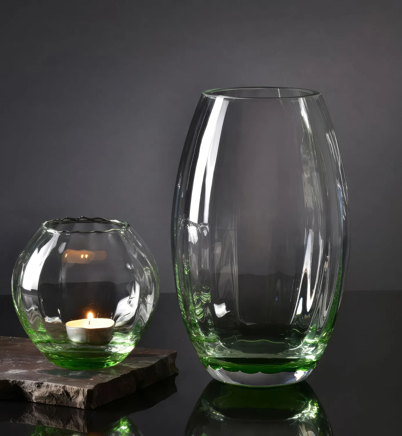 Krosno Gemstone vase smaragd 23,5 cm krystalglas