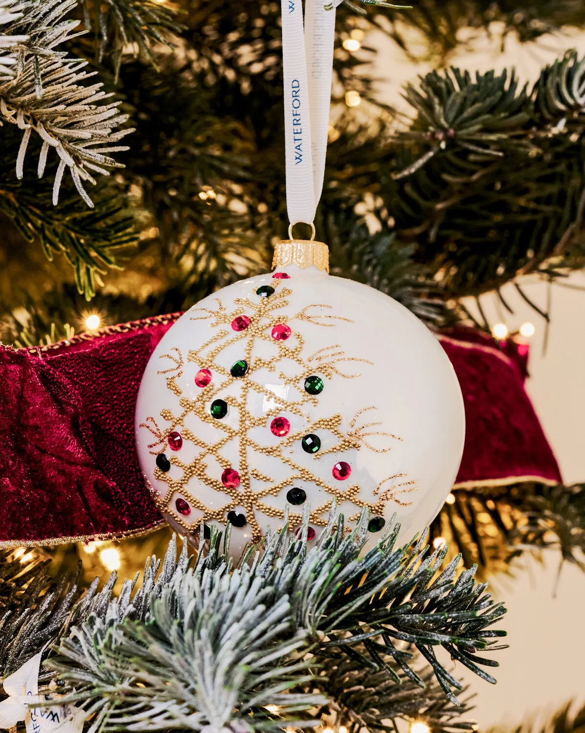 Waterford Holiday Heirlooms julekugle ornament hvid/guld