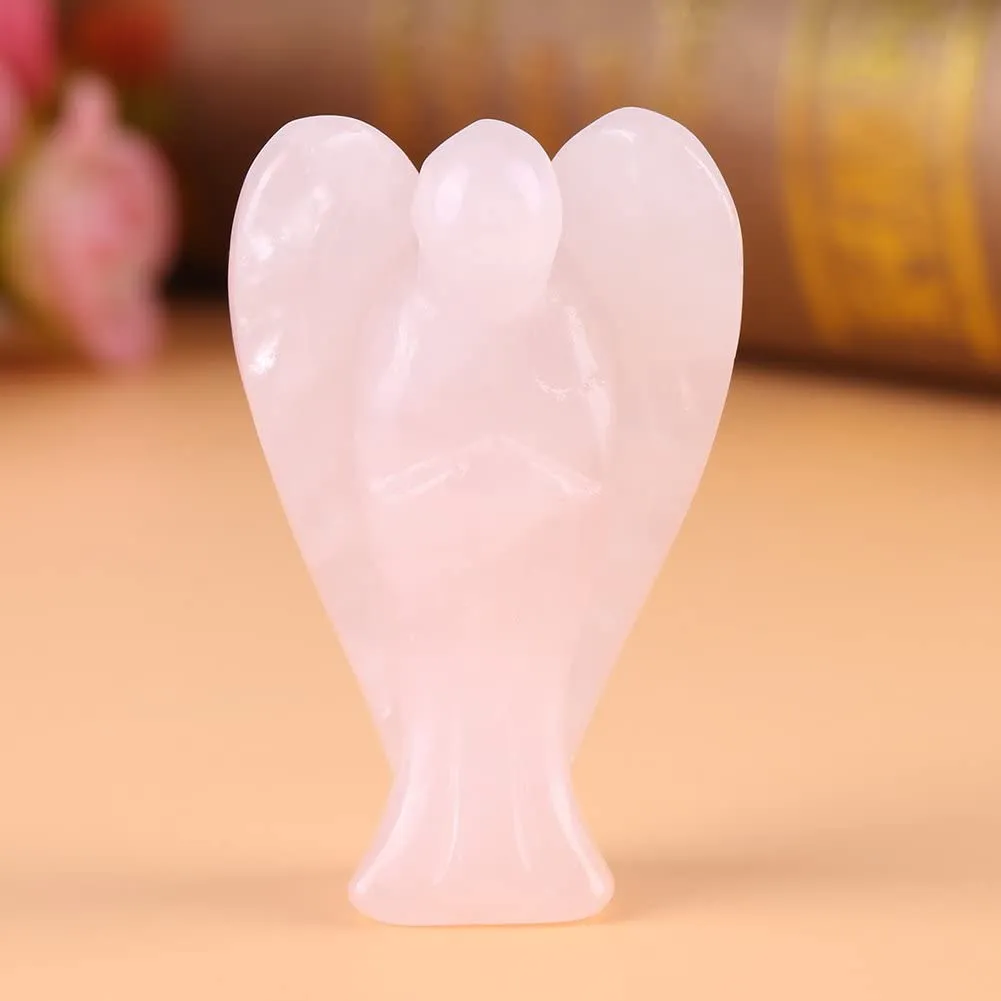 El'Cobre Rosenkvarts skytsengel krystalfigur 3,5 cm