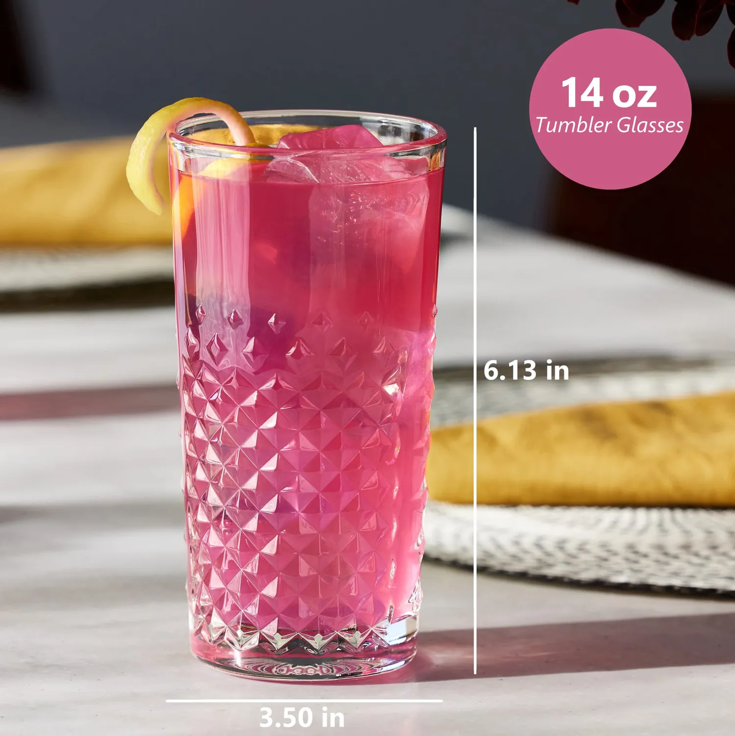 Libbey Carats tumblerglas 4 stk 414 ml slebet