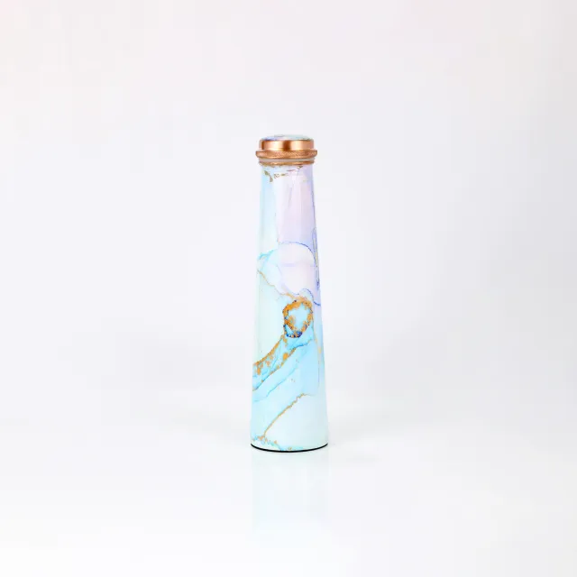 El'Cobre Tower kobberflaske 850 ml blue marble ayurveda