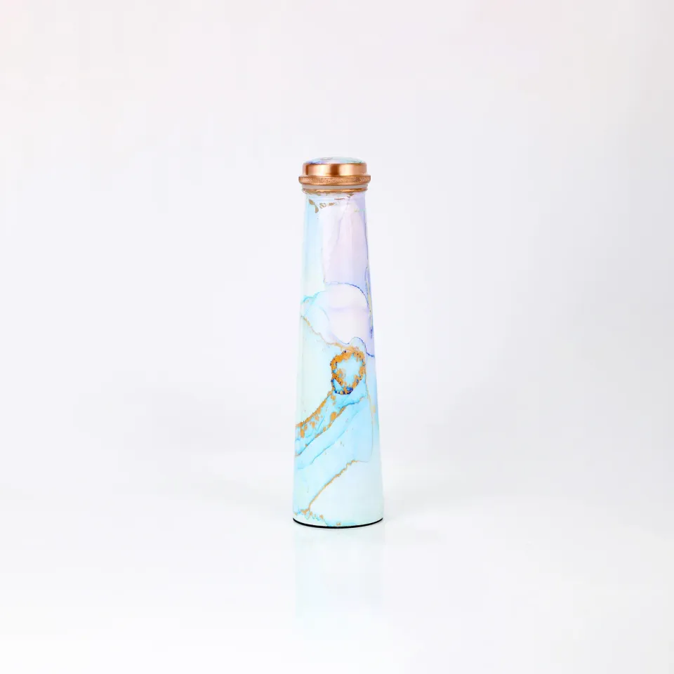 El'Cobre Tower kobberflaske 850 ml blue marble ayurveda