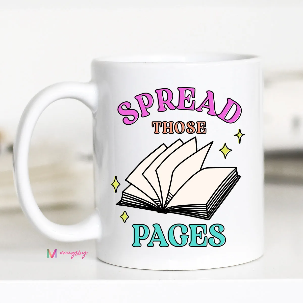 Mugsby Spread Those Pages kop 11 oz hvid til læsning