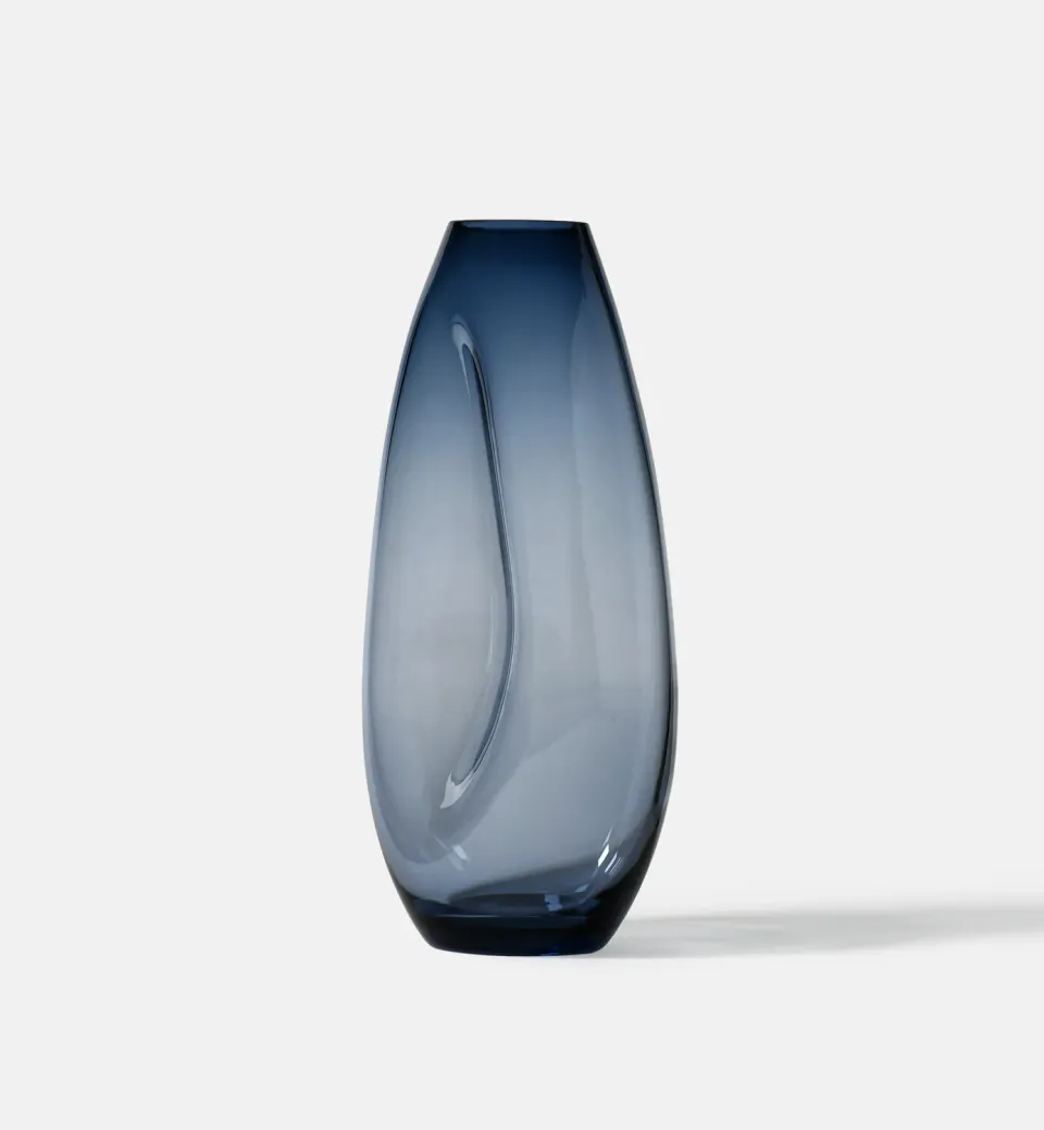Krosno Flow vase 32 cm navy krystal