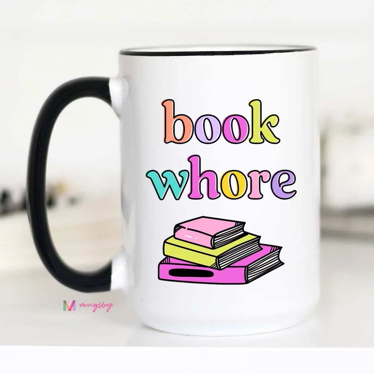 Mugsby Book Whore kop 325 ml hvid bøger