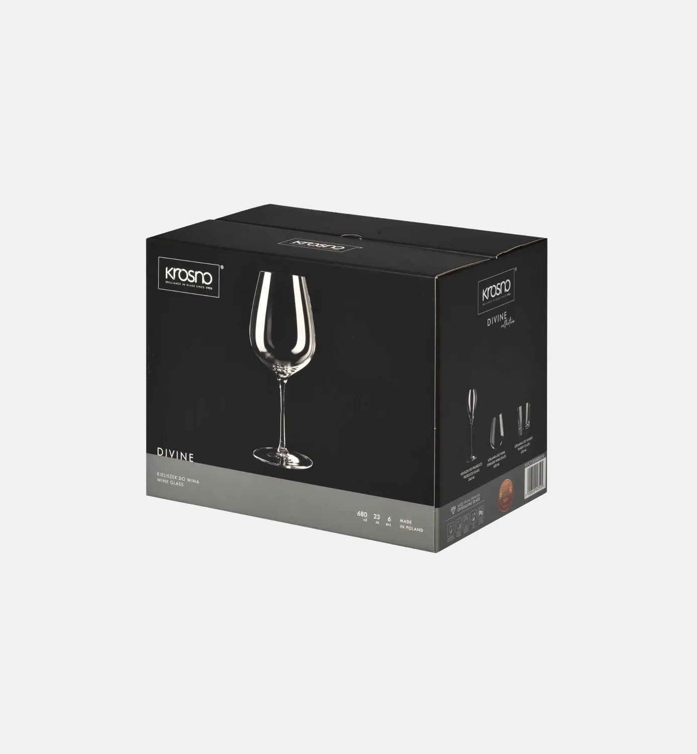 Krosno Divine rødvinsglas 670 ml 6 stk krystal