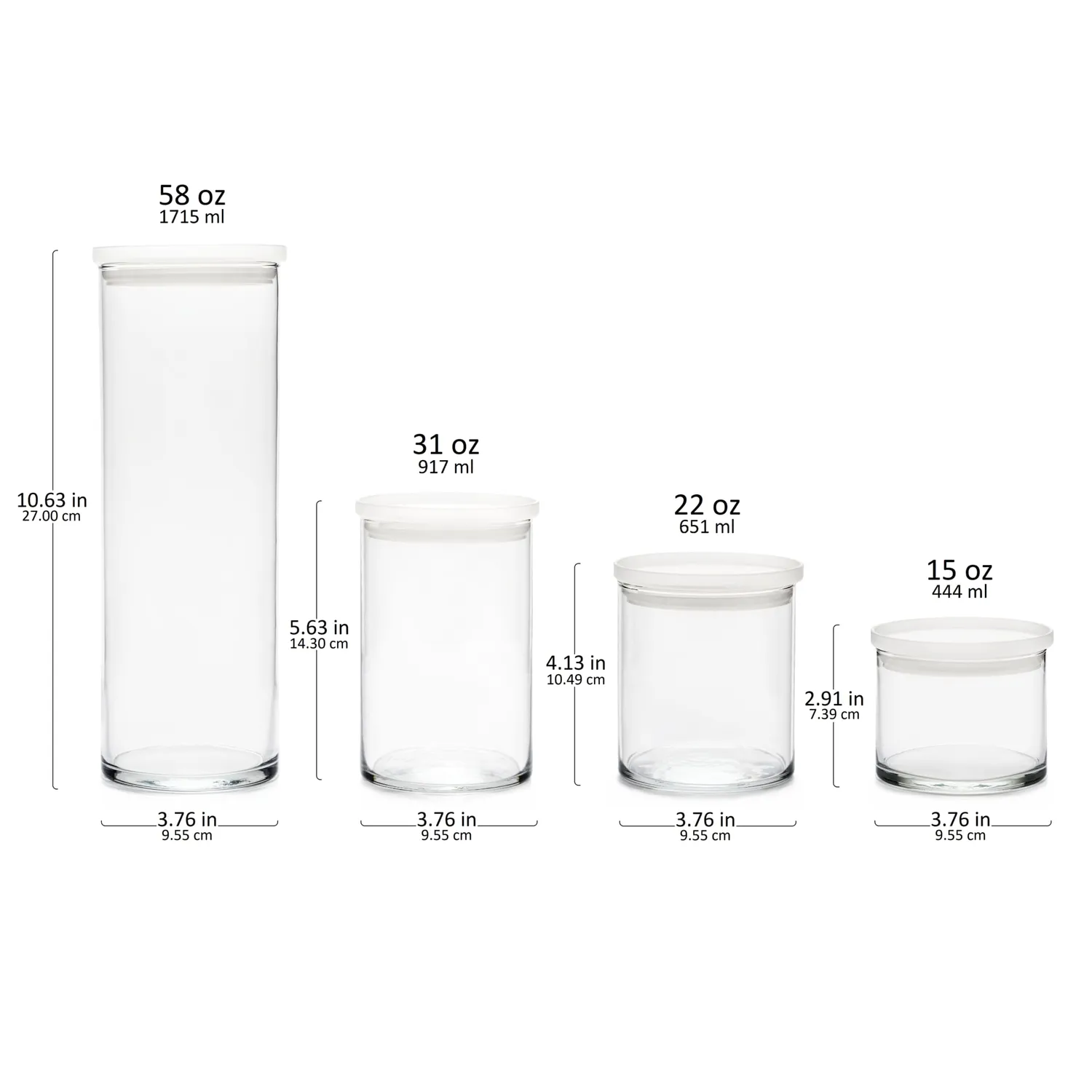 Libbey Stacking Cylinder opbevaringsglas 4 stk med låg