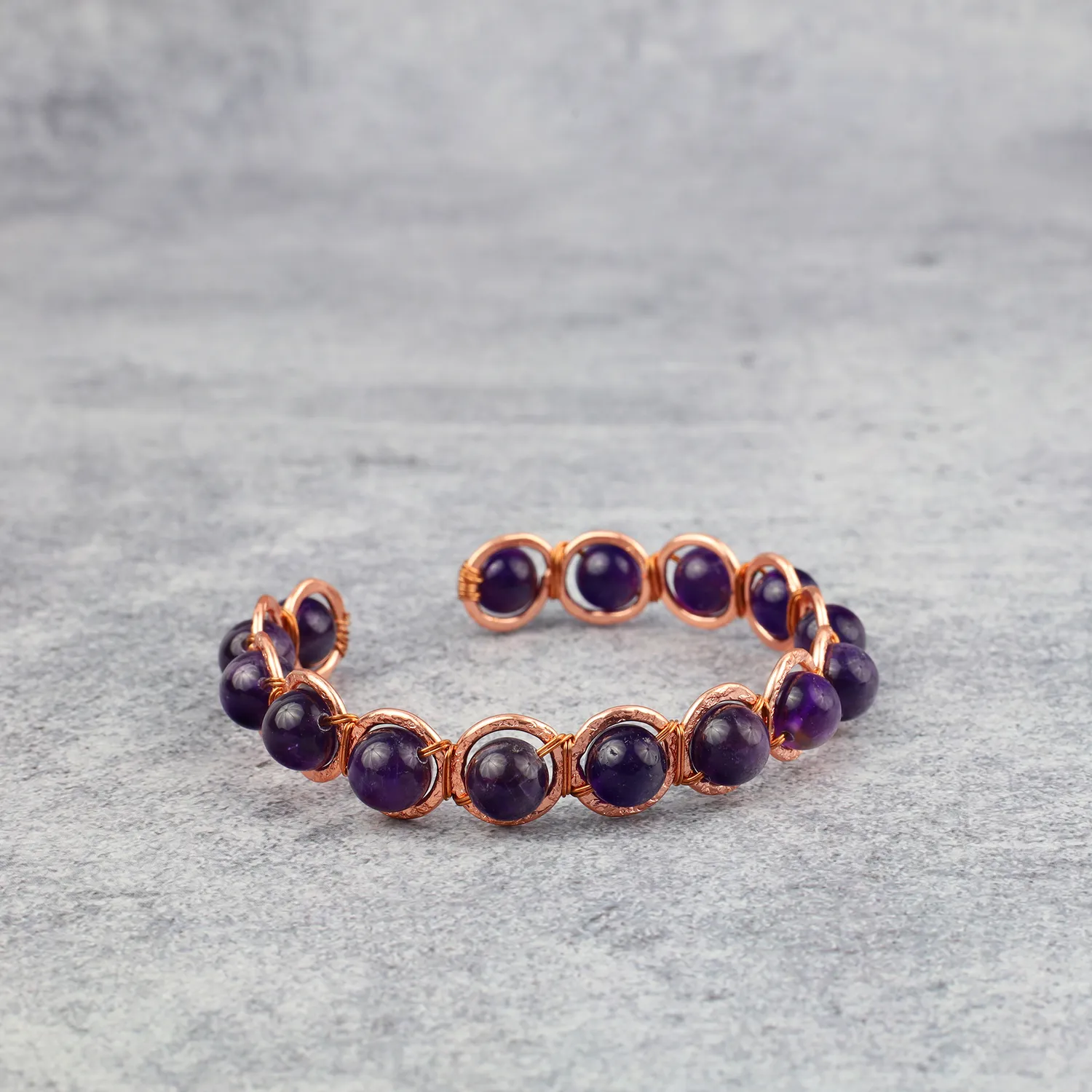 El'Cobre Copper Amethyst krystal armbånd åben kobber