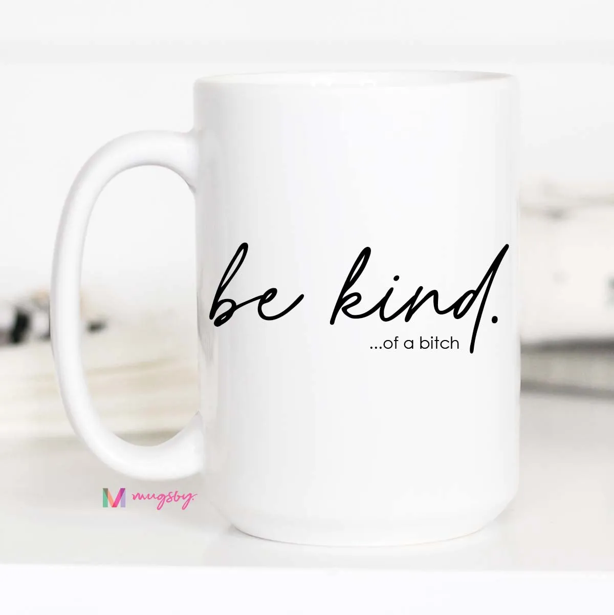 Mugsby Be Kind hvidt keramik krus 11 oz 325 ml