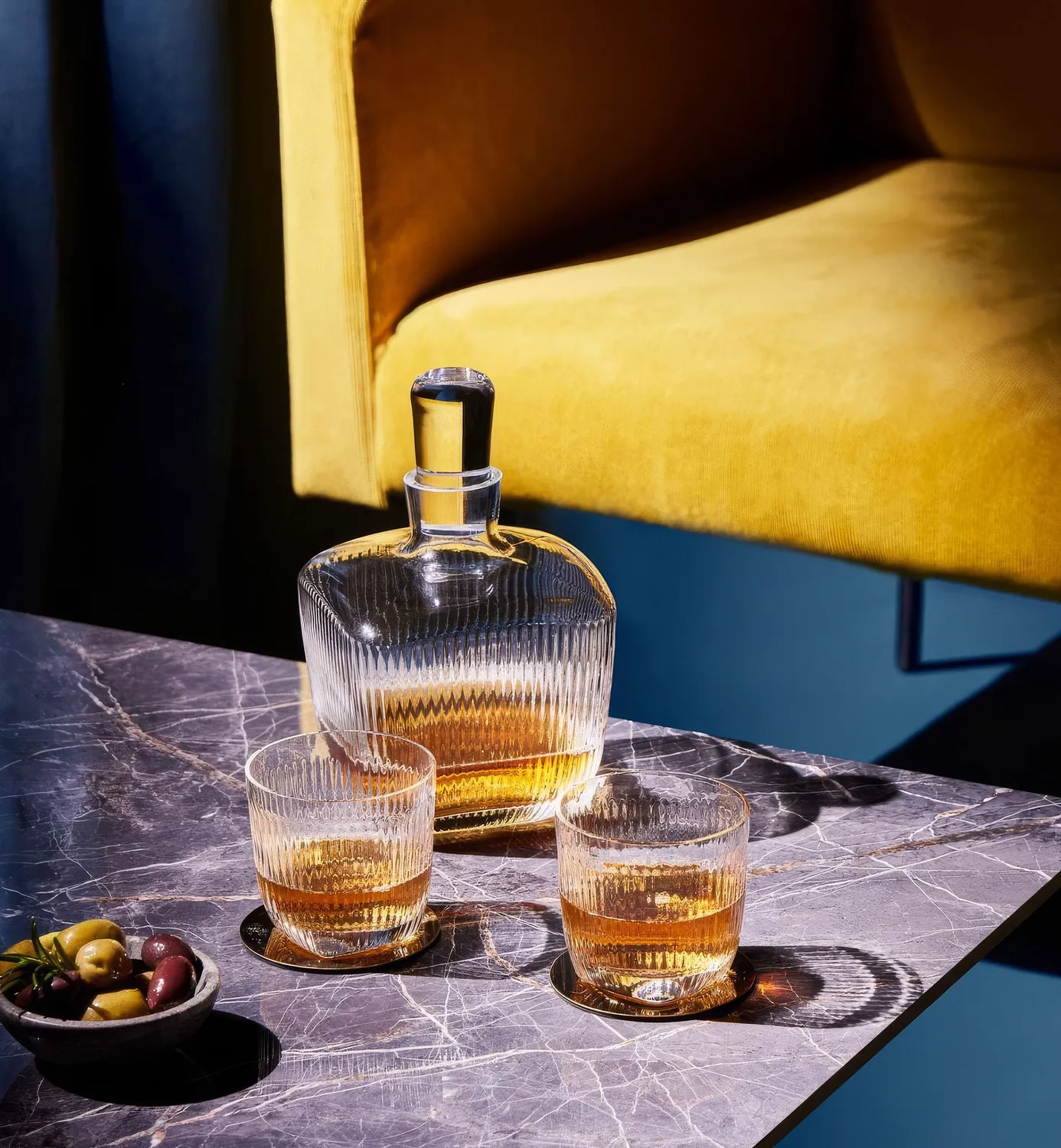 Krosno Gentleman whiskysæt 3 dele riflet glas