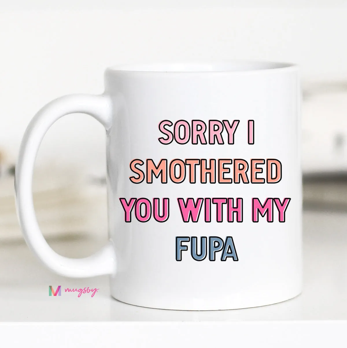 Mugsby Funny FUPA kop 325 ml hvid fræk tekst
