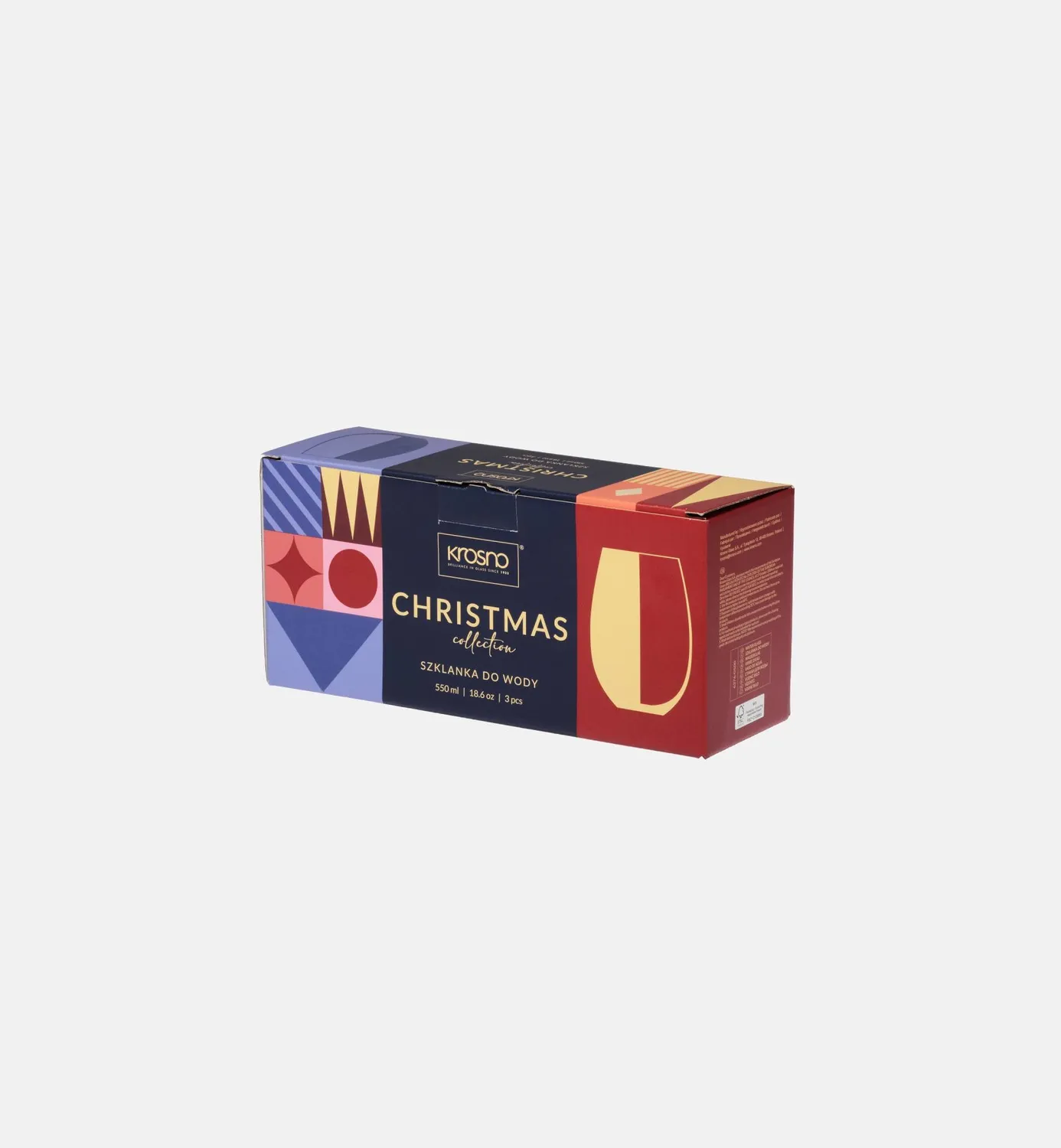 Krosno Christmas vandglas 550 ml med snefnug