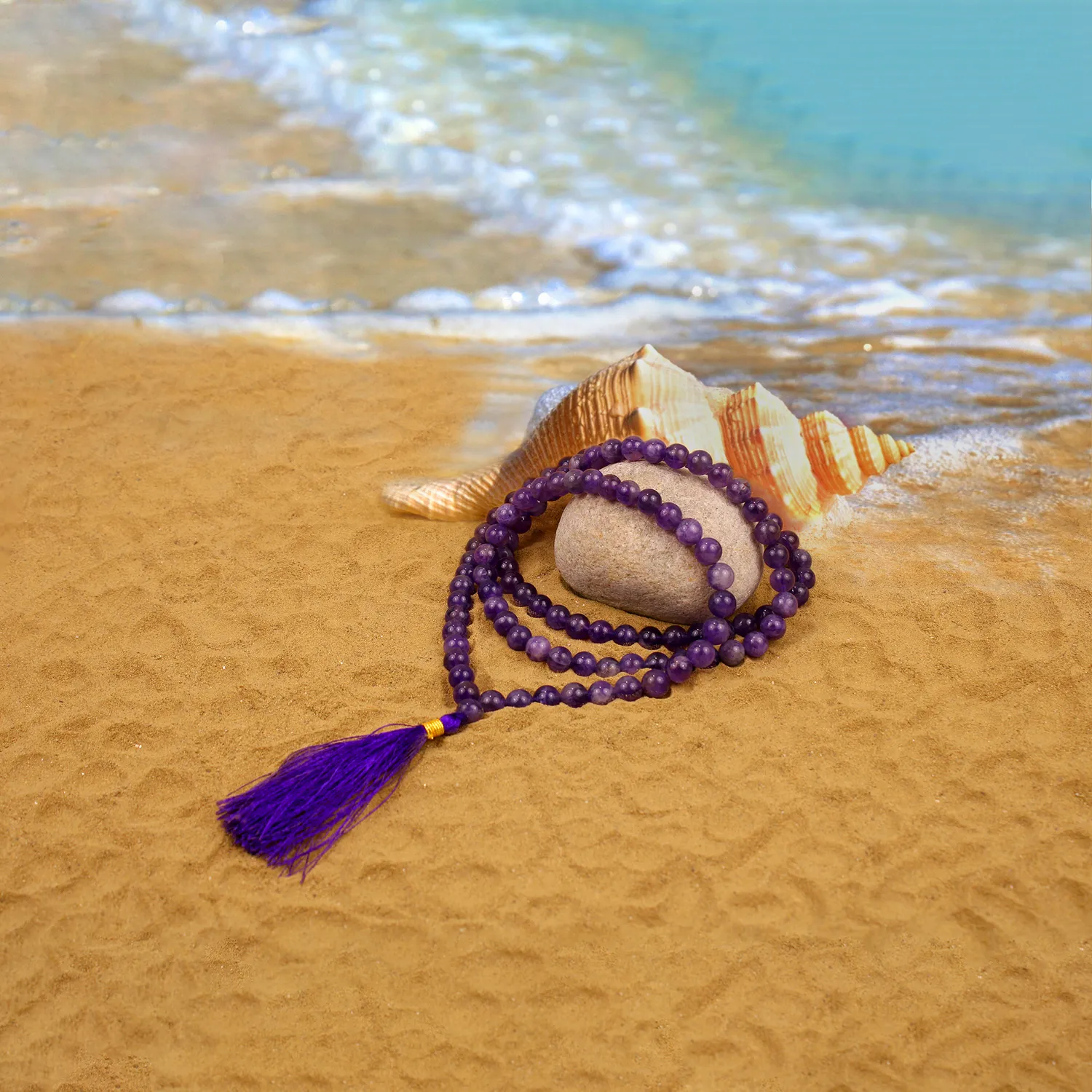El'Cobre Amethyst mala halskæde meditation lilla