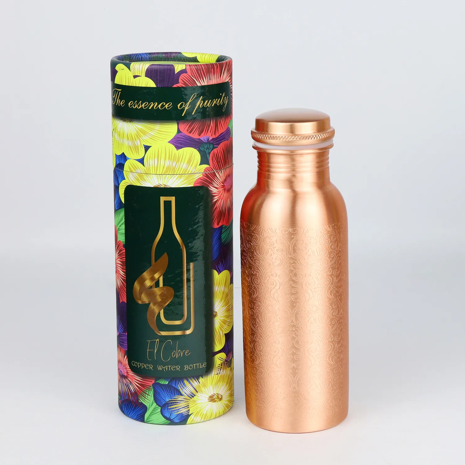El'Cobre Blossom Etching kobberflaske 700 ml ren kobber