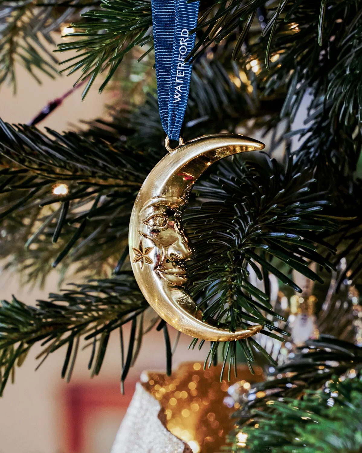 Waterford Moon juleornament måne guld metal