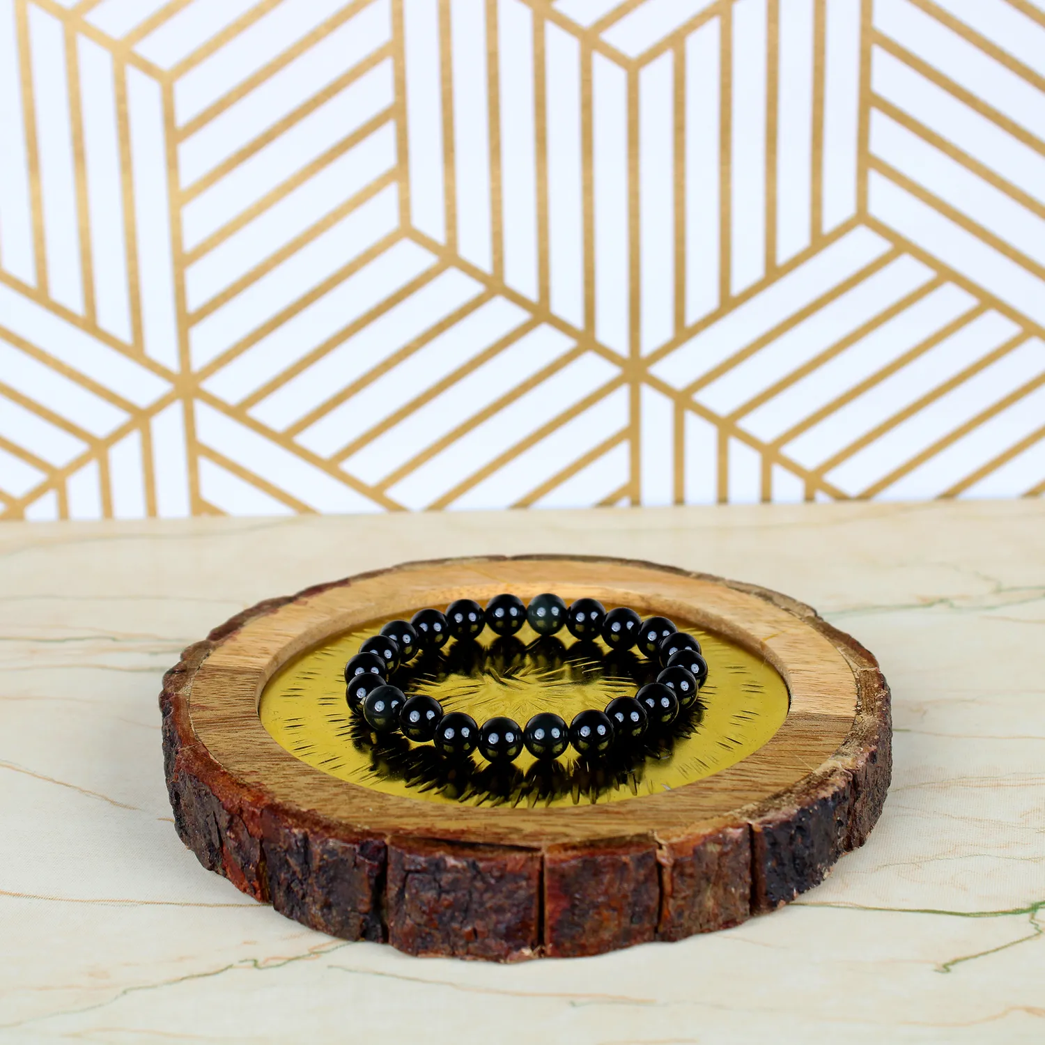 El'Cobre Rainbow Obsidian armbånd 8mm sort