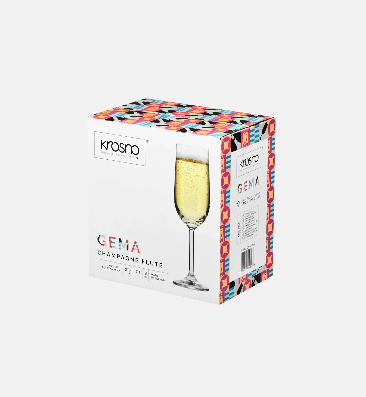 Krosno Gema champagneglas 210 ml 6 stk klar krystal