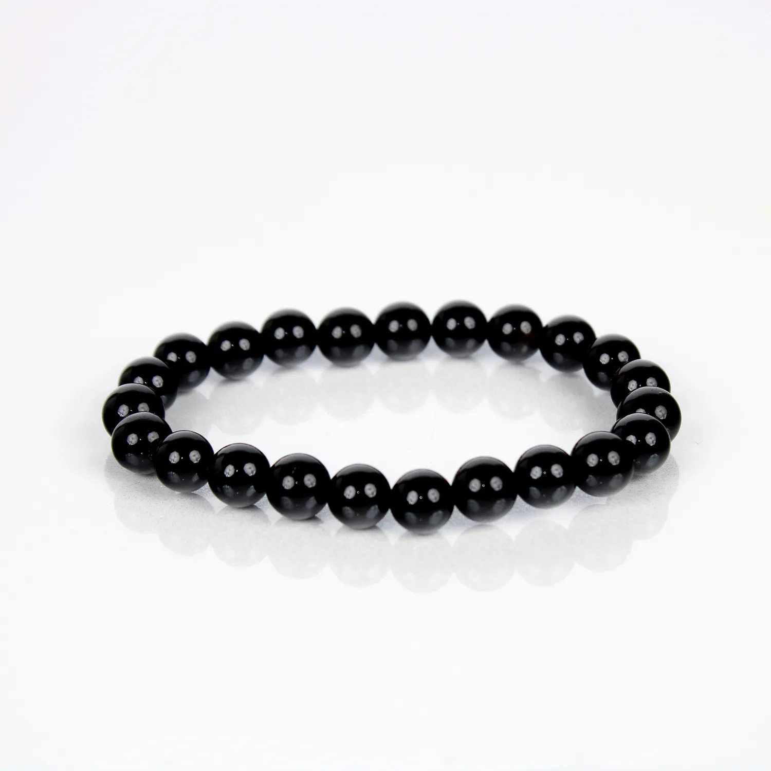 El'Cobre Black Tourmaline Crystal armbånd sort 8mm