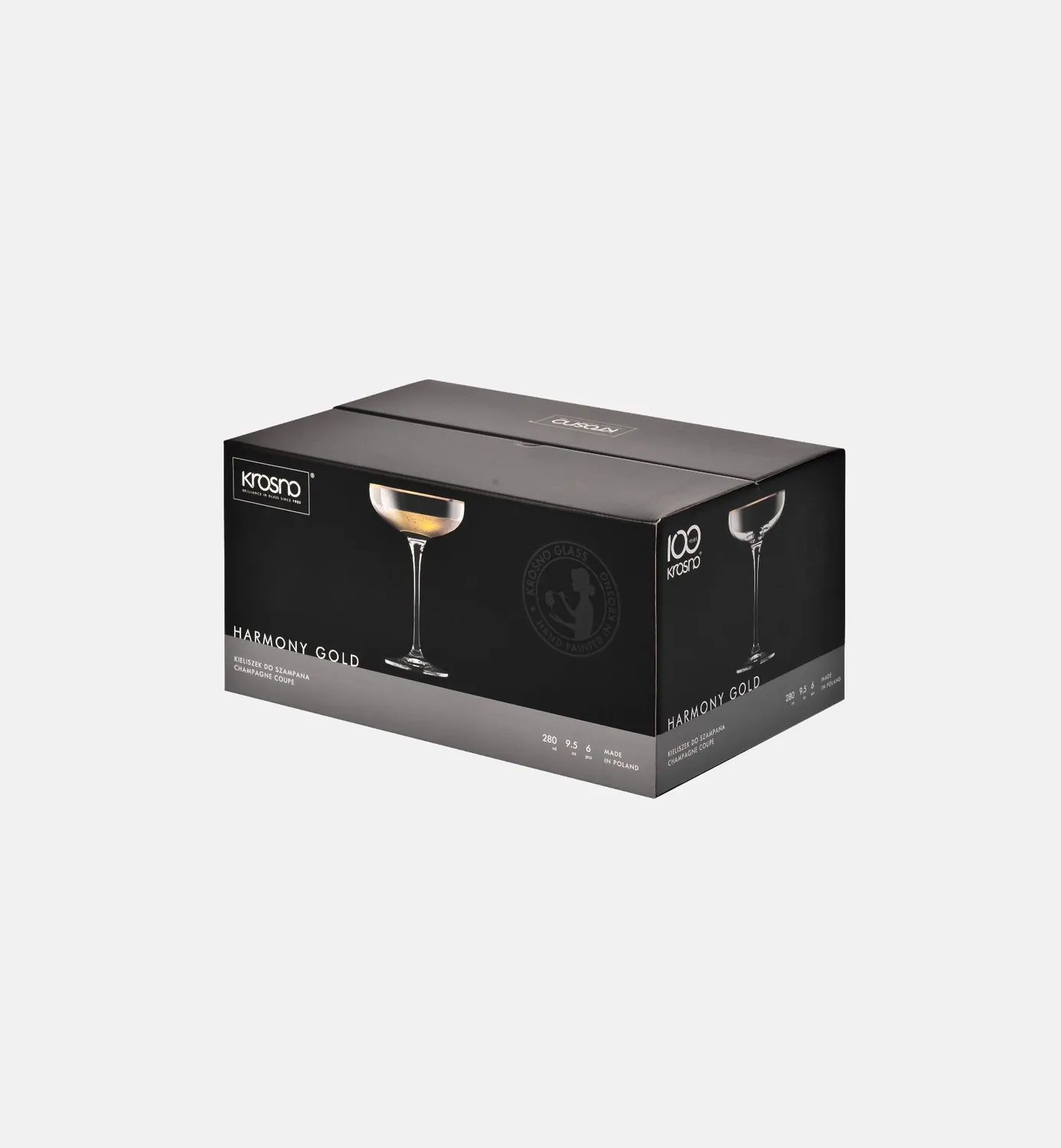 Krosno Harmony champagneglas 280 ml guldkant