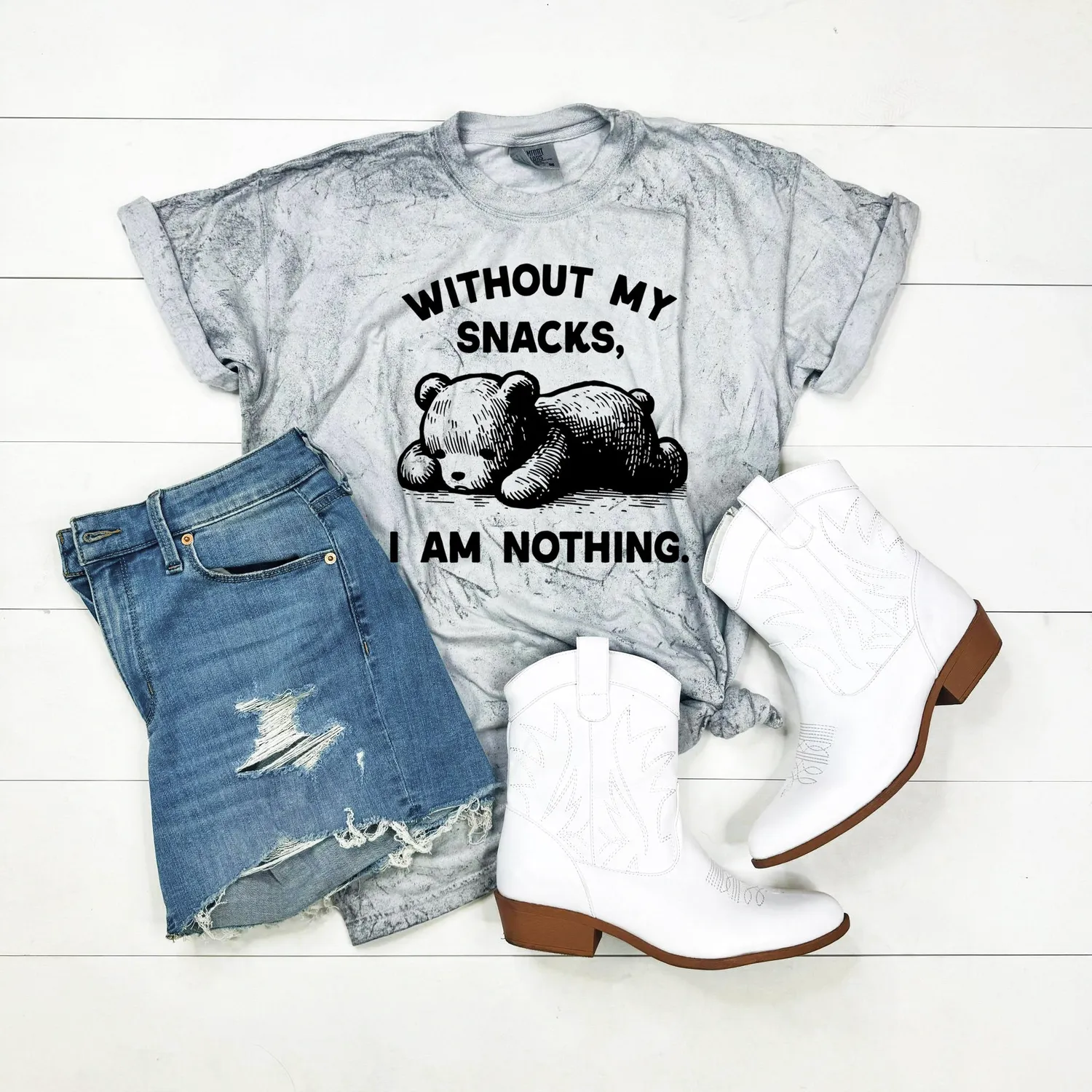 Mugsby Without My Snacks I am Nothing T-shirt Small smoke bomuld