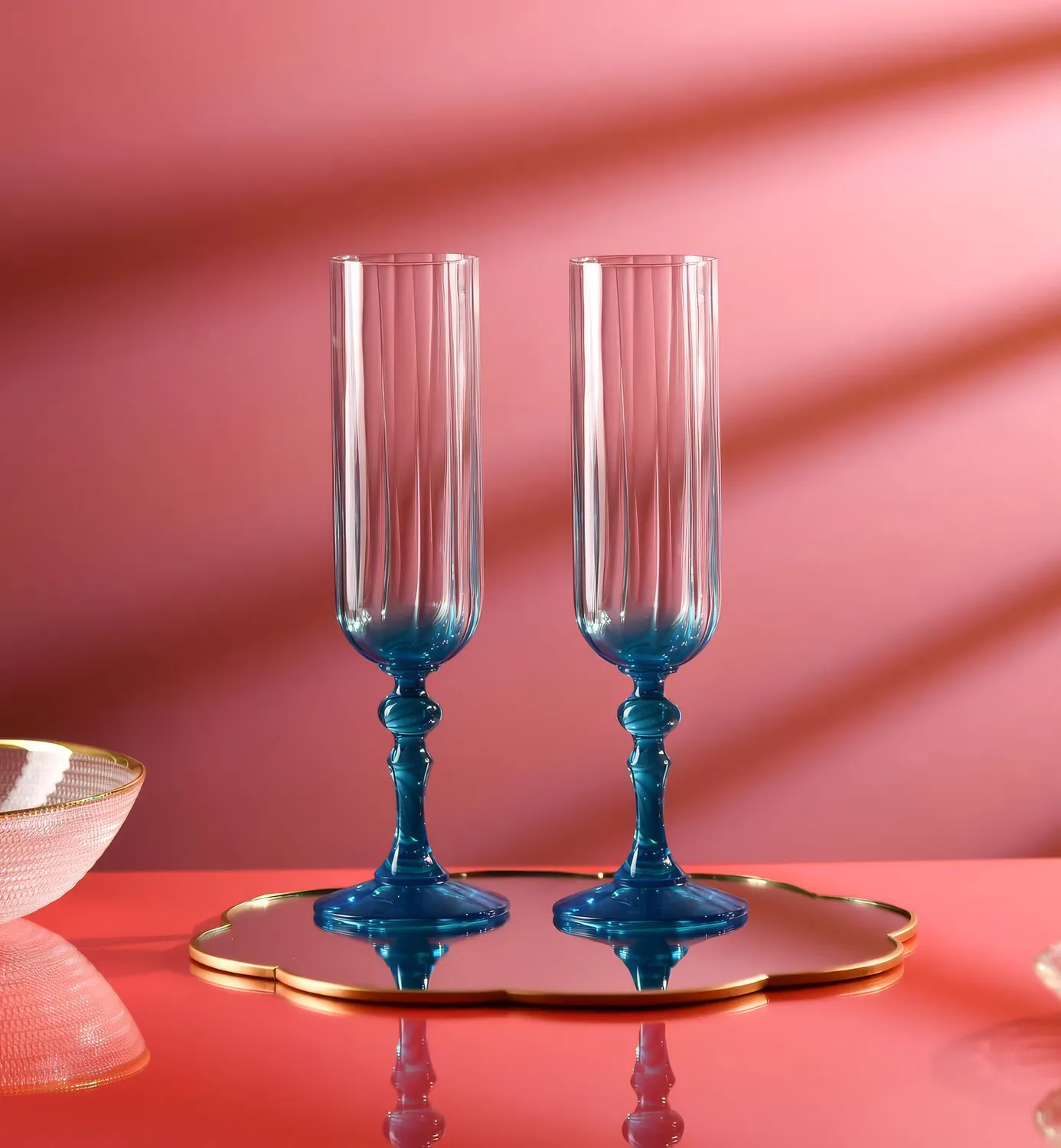 Krosno Ombré champagneglas turkis 200 ml