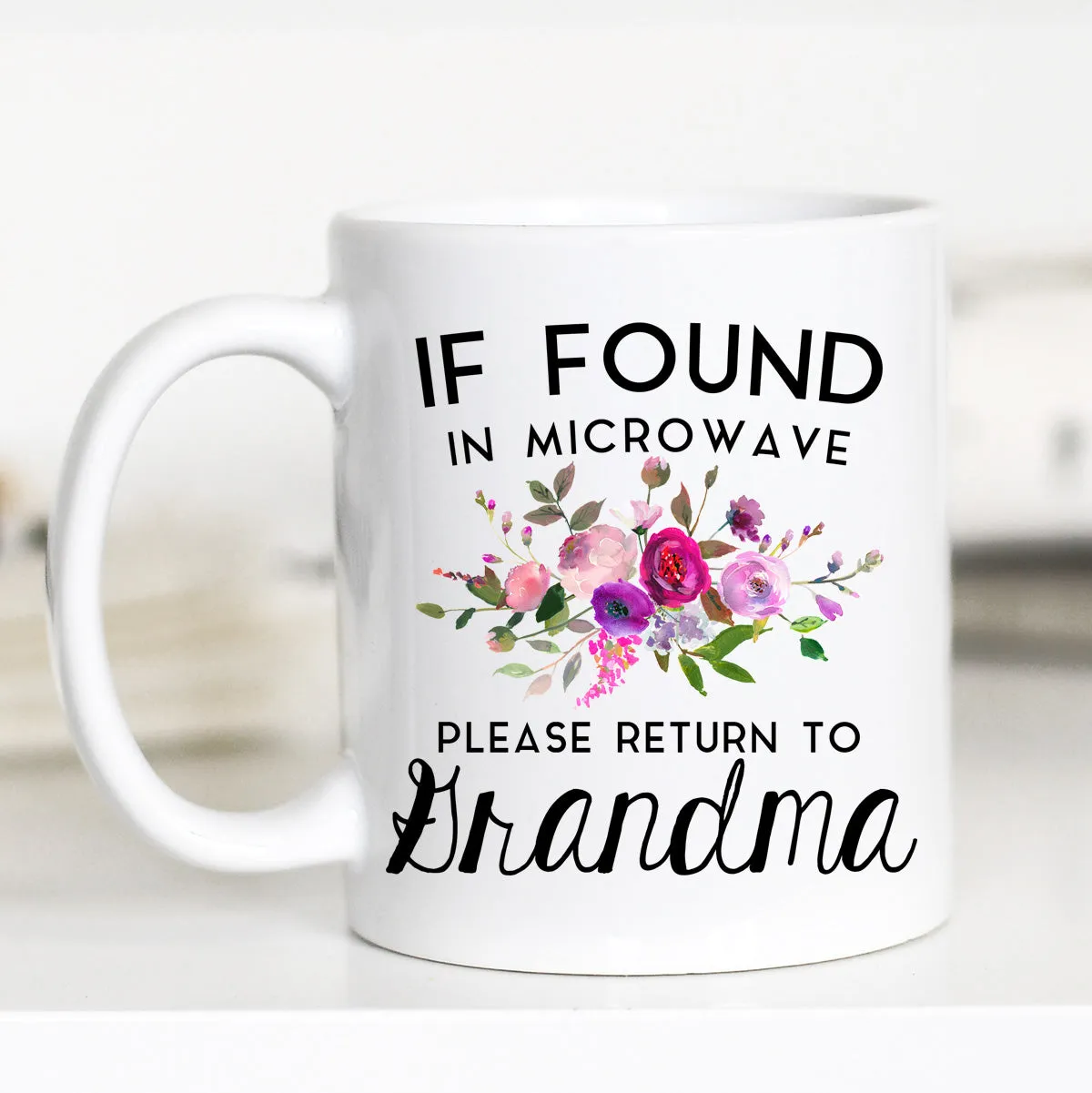 Mugsby Grandma kop hvid keramik 325 ml blomst