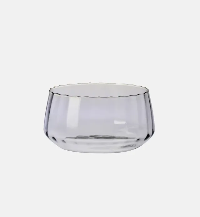 Krosno serveringsskål glas 24 cm grå riflet