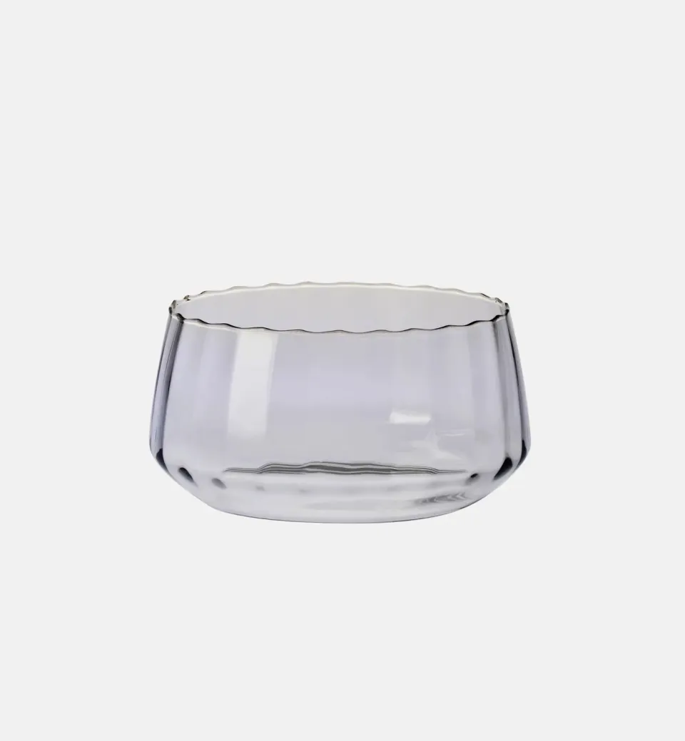 Krosno serveringsskål glas 24 cm grå riflet