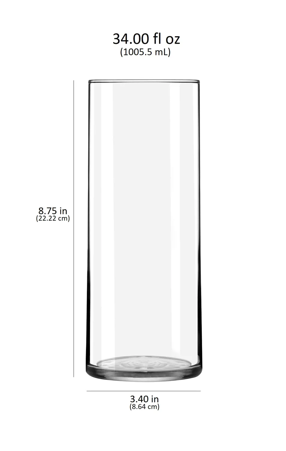 Libbey Cylinder glasvase 22 cm 12 stk klar