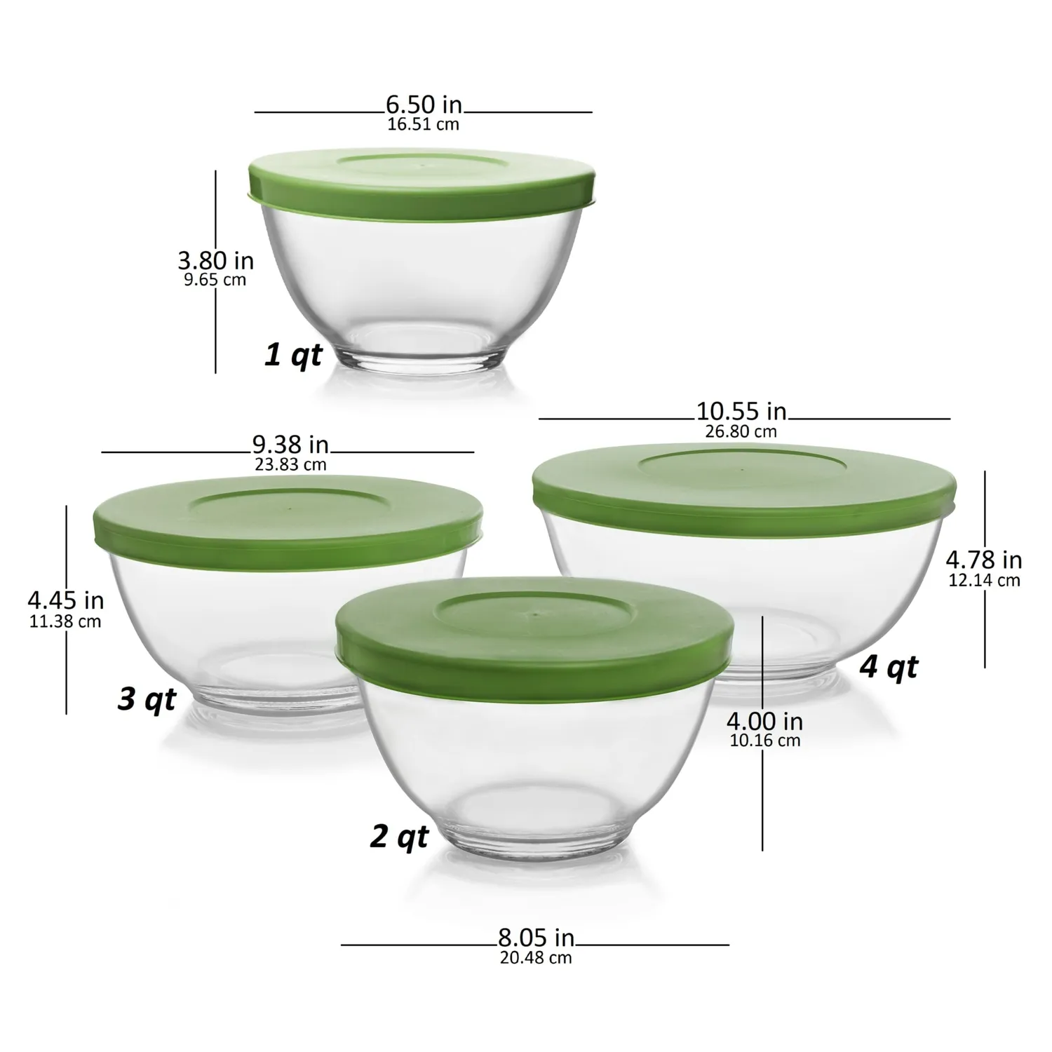 Libbey Baker's Basics røreskåle 4 stk glas ovnfast
