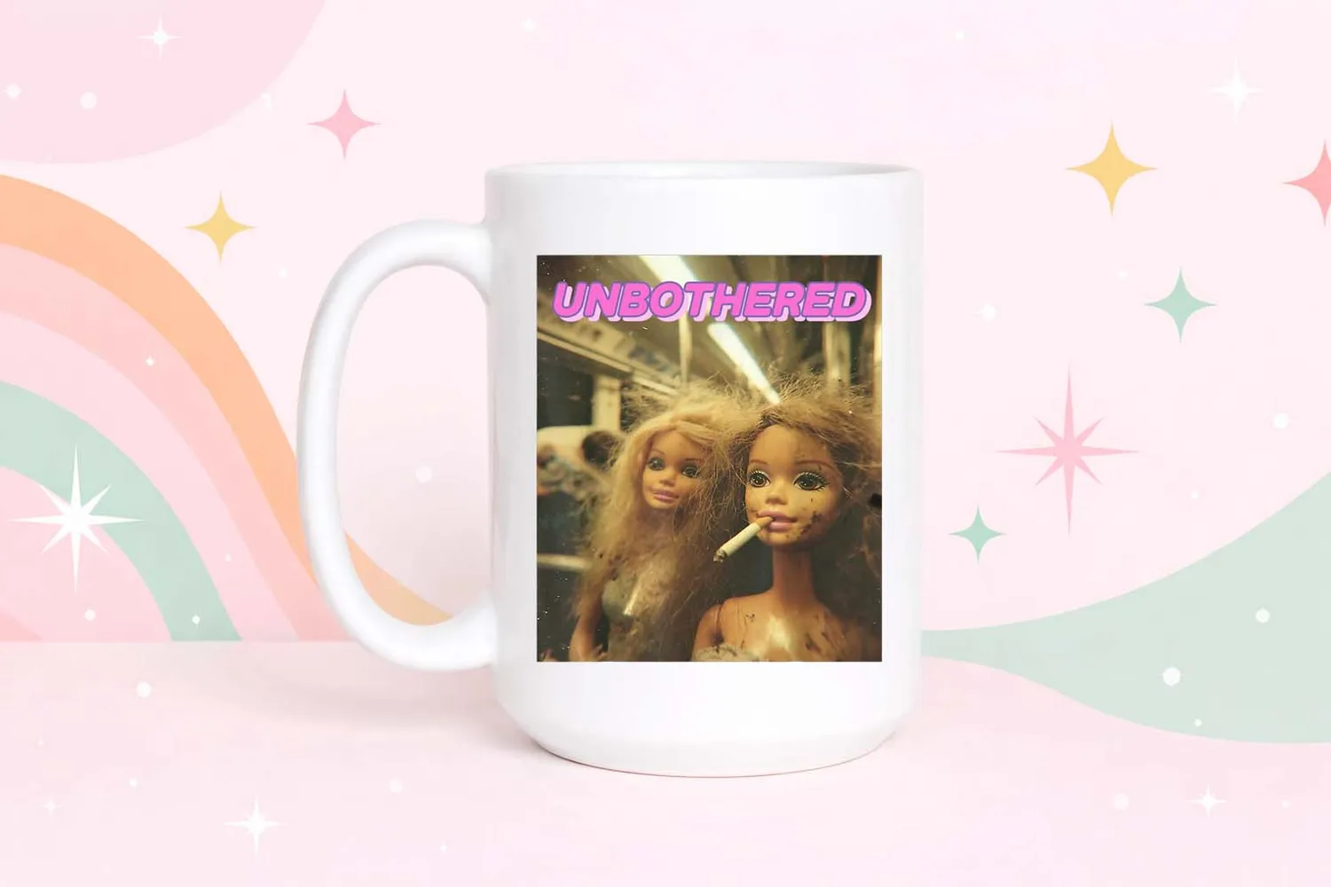 Mugsby Unbothered krus hvid 325 ml meme retro