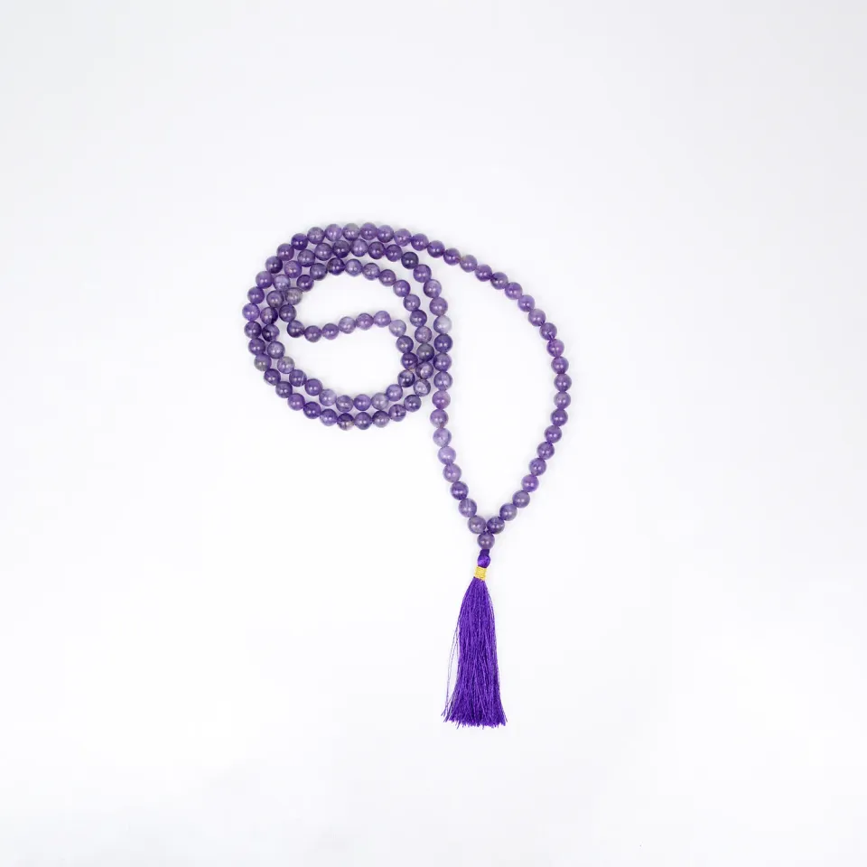 El'Cobre Amethyst mala halskæde meditation lilla