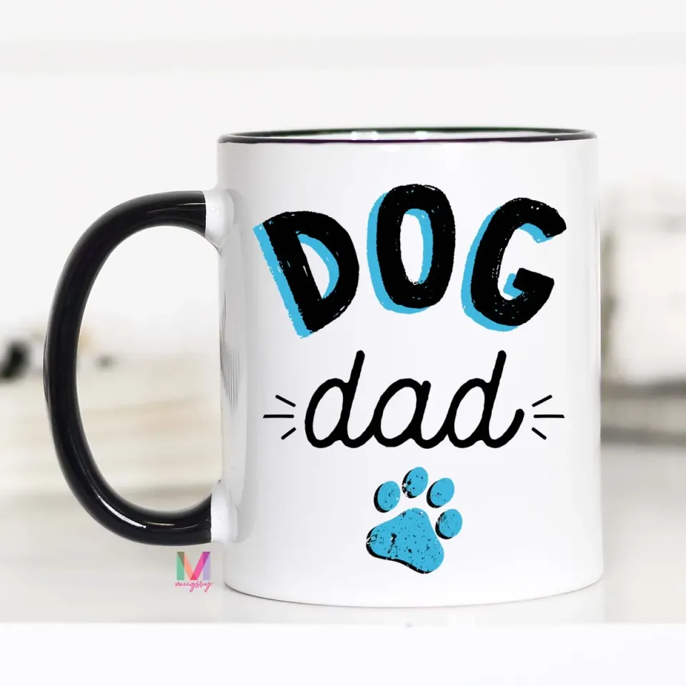 Mugsby Dog Dad krus hvid keramik 325 ml gave